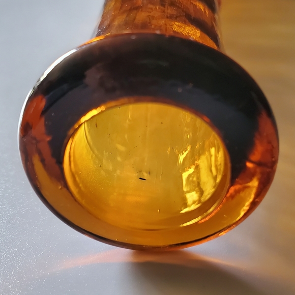 Vntg Empoli 15 1/2" Amber Butterfly & Flower Bottle - Picture 5 of 11